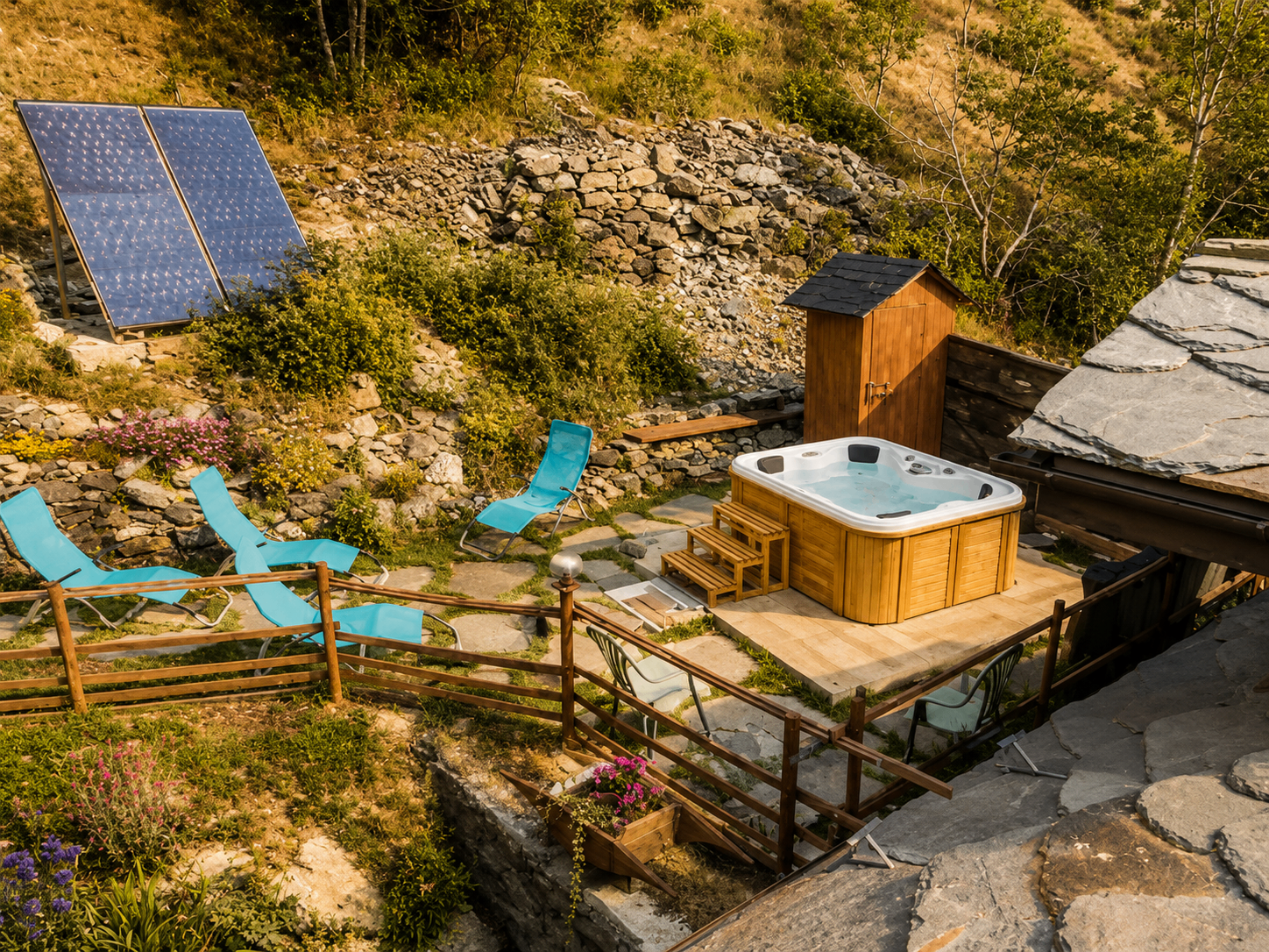 Area relax esterna con vasca idromassaggio